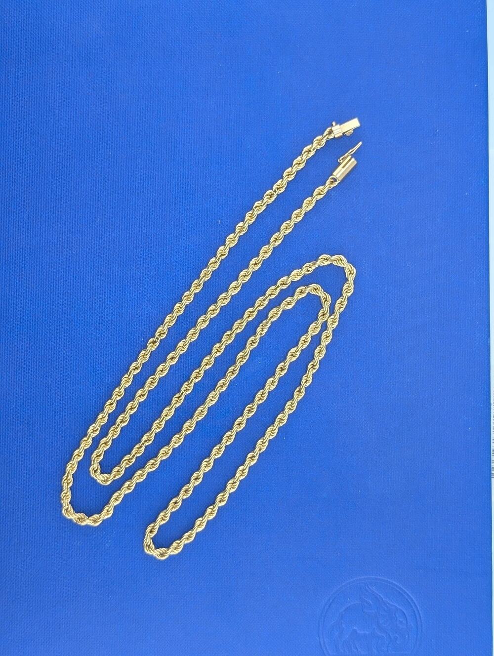 14 Karat Yellow Gold - 4 mm 32.5 Inch Rope Chain - 14.1g